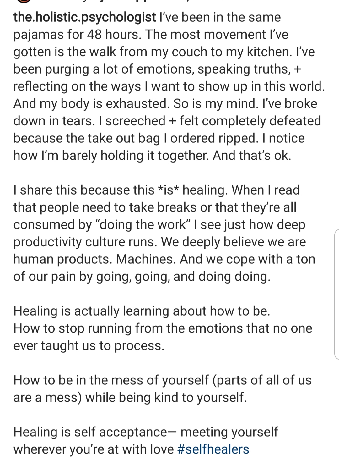 Healing is also learning how to be